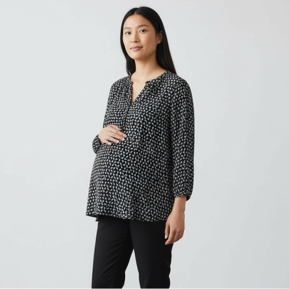 Motherhood Maternity Tops - Motherhood Maternity Flowy Paisley V-Neck Blouse